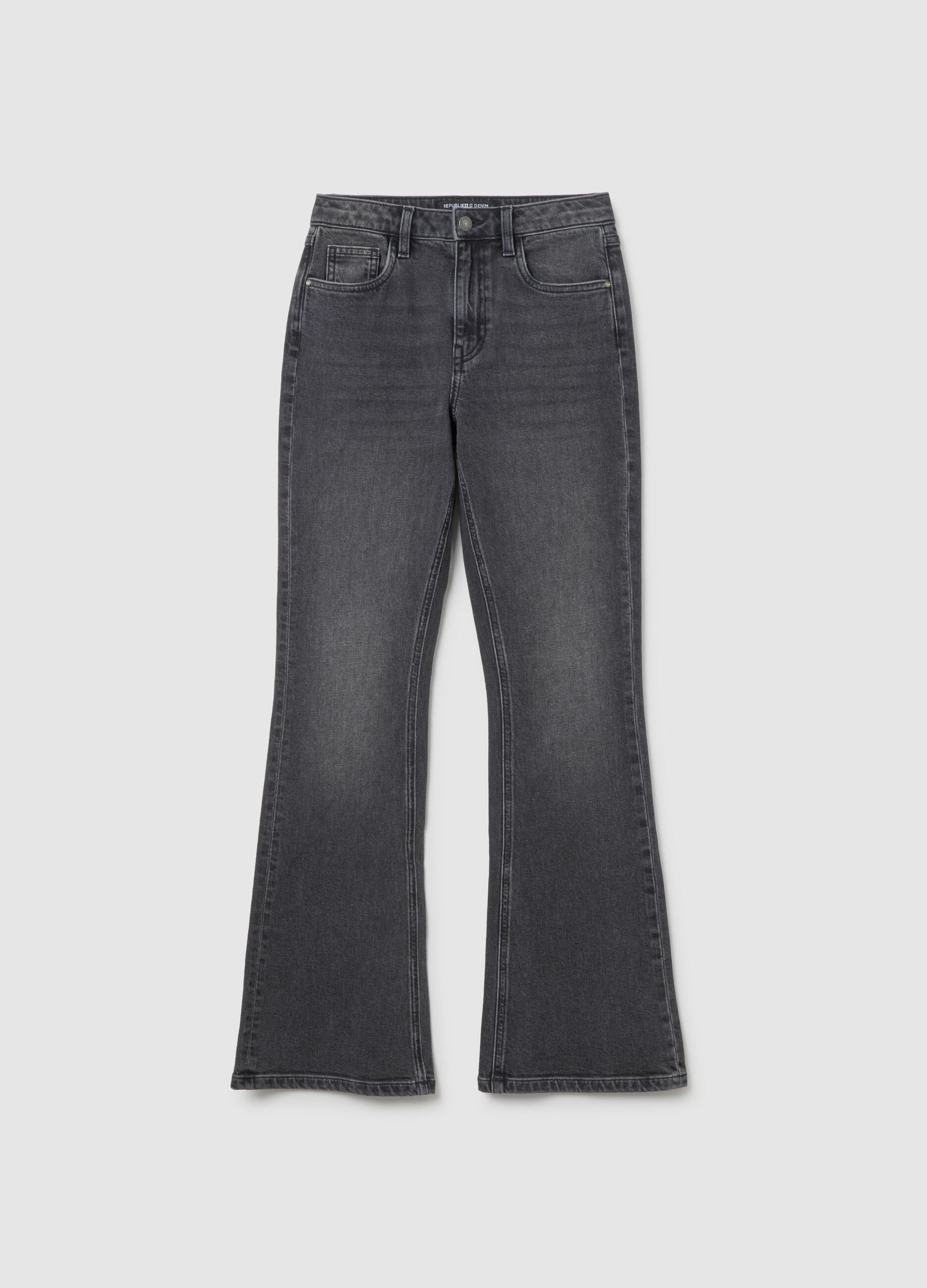 Jeans in cotone elasticizzato grigio flare