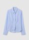 Slim fit shirt with white and blue stripes in pure cotton_4