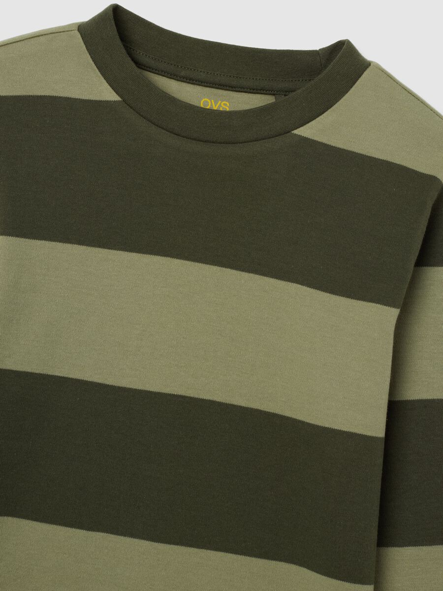 Children's green striped pure cotton regular fit shirt_2