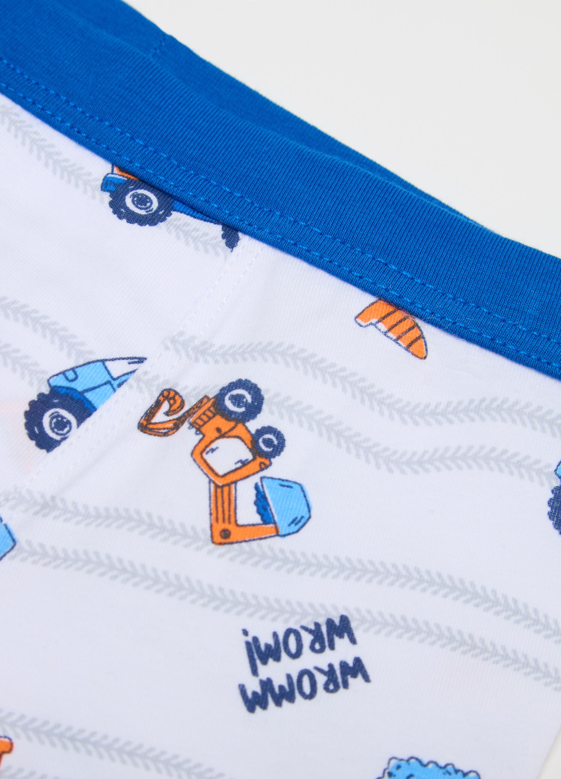 Boxer in cotone stretch con stampa macchine da lavoro 
