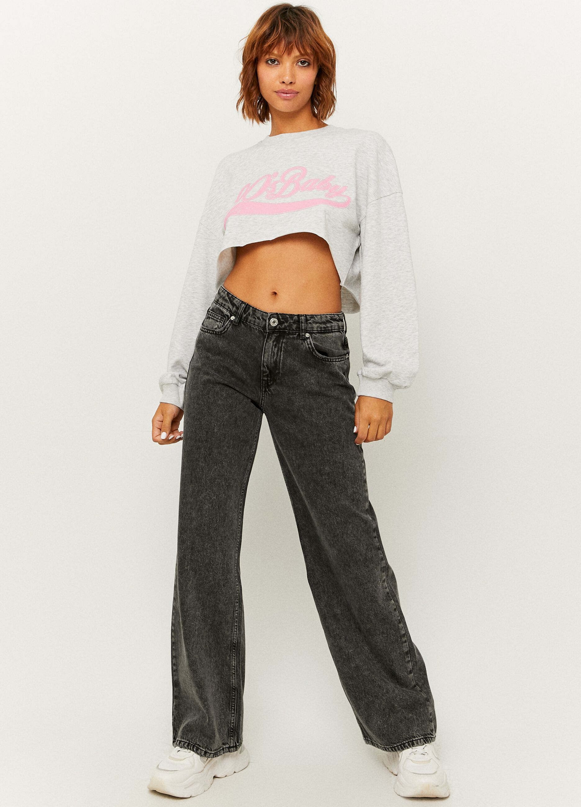 Felpa cropped grigia con stampa TALLY WEIJL TALLY WEIJL da Donna OVS