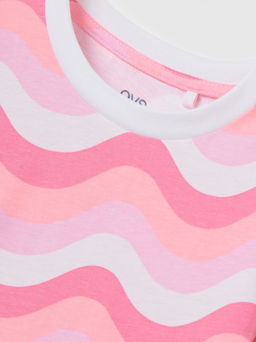 Pink and white T-shirt in cotton with print_2
