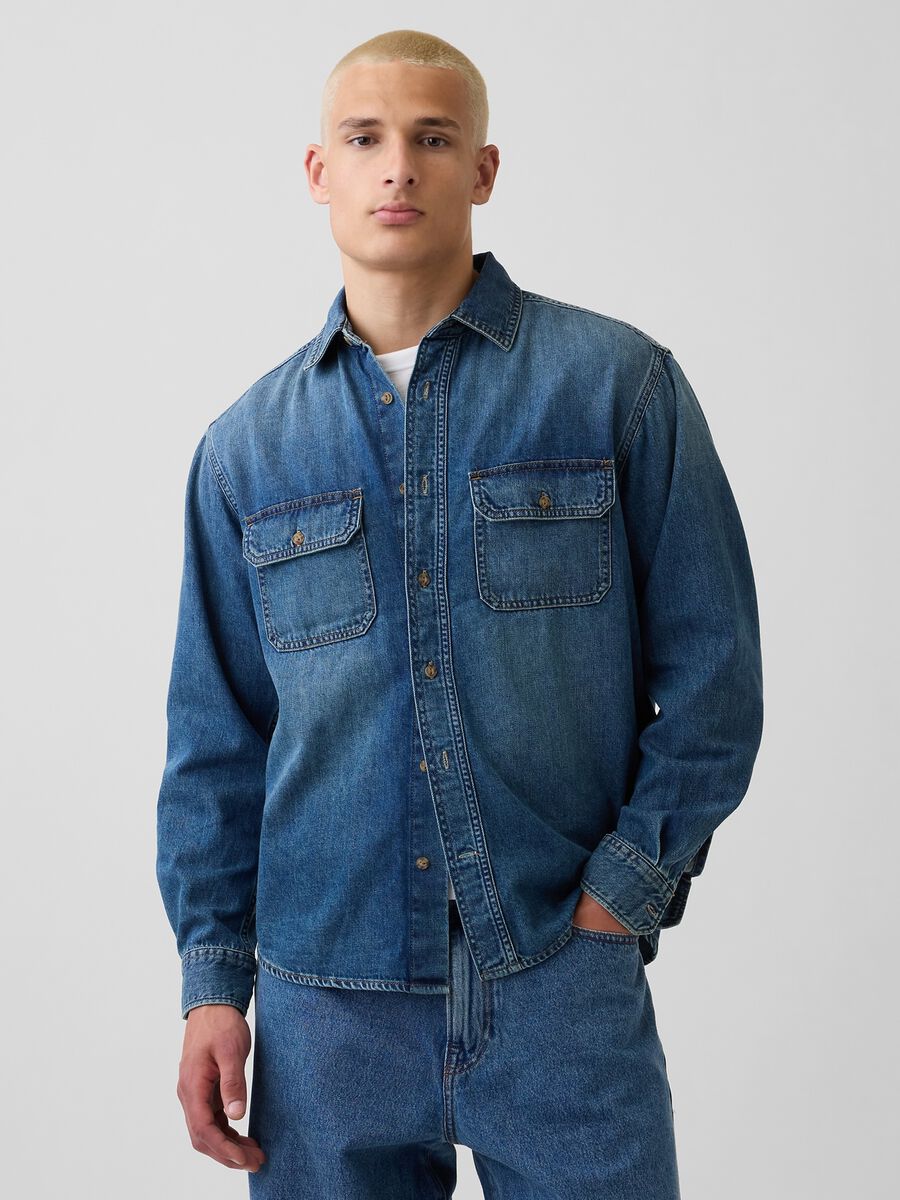 Camicia denim in misto cotone e lyocell_0