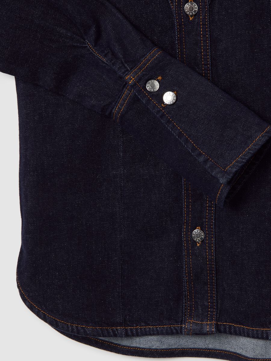 Camicia in cotone elasticizzato blu slim fit_5