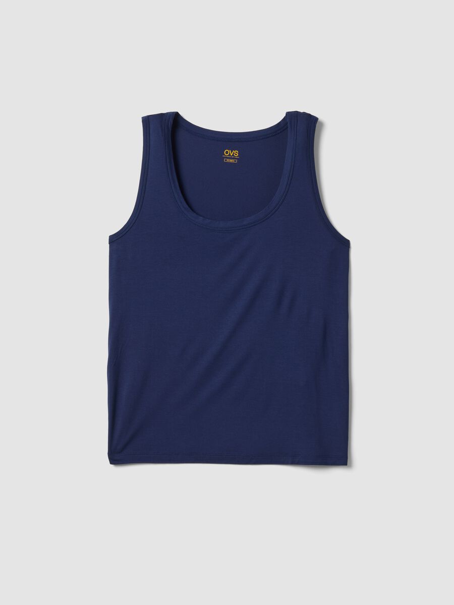 Blue stretch viscose vest top_4