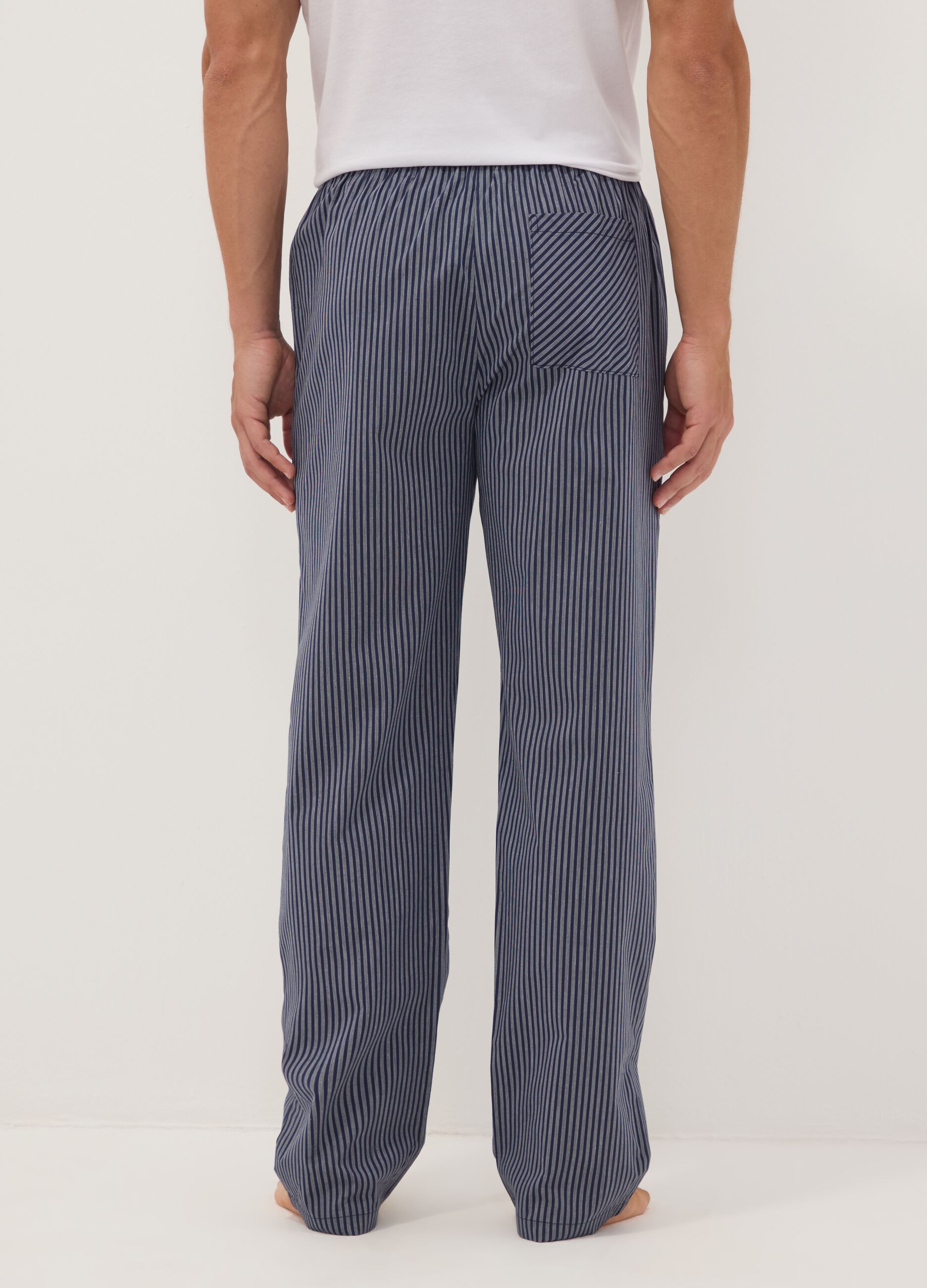Blue striped organic cotton pyjama trousers