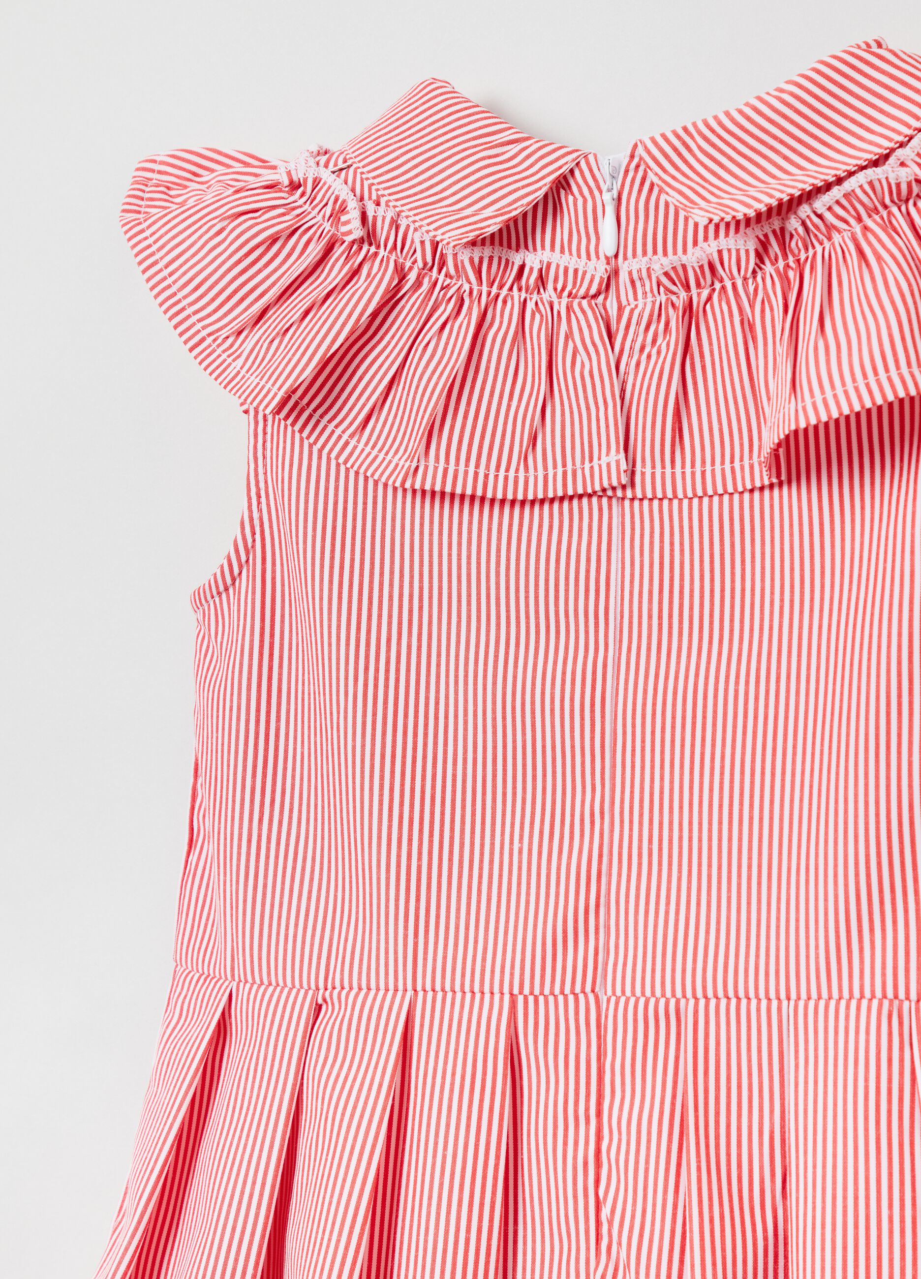 Vestito smanicato a righe con rouche _2