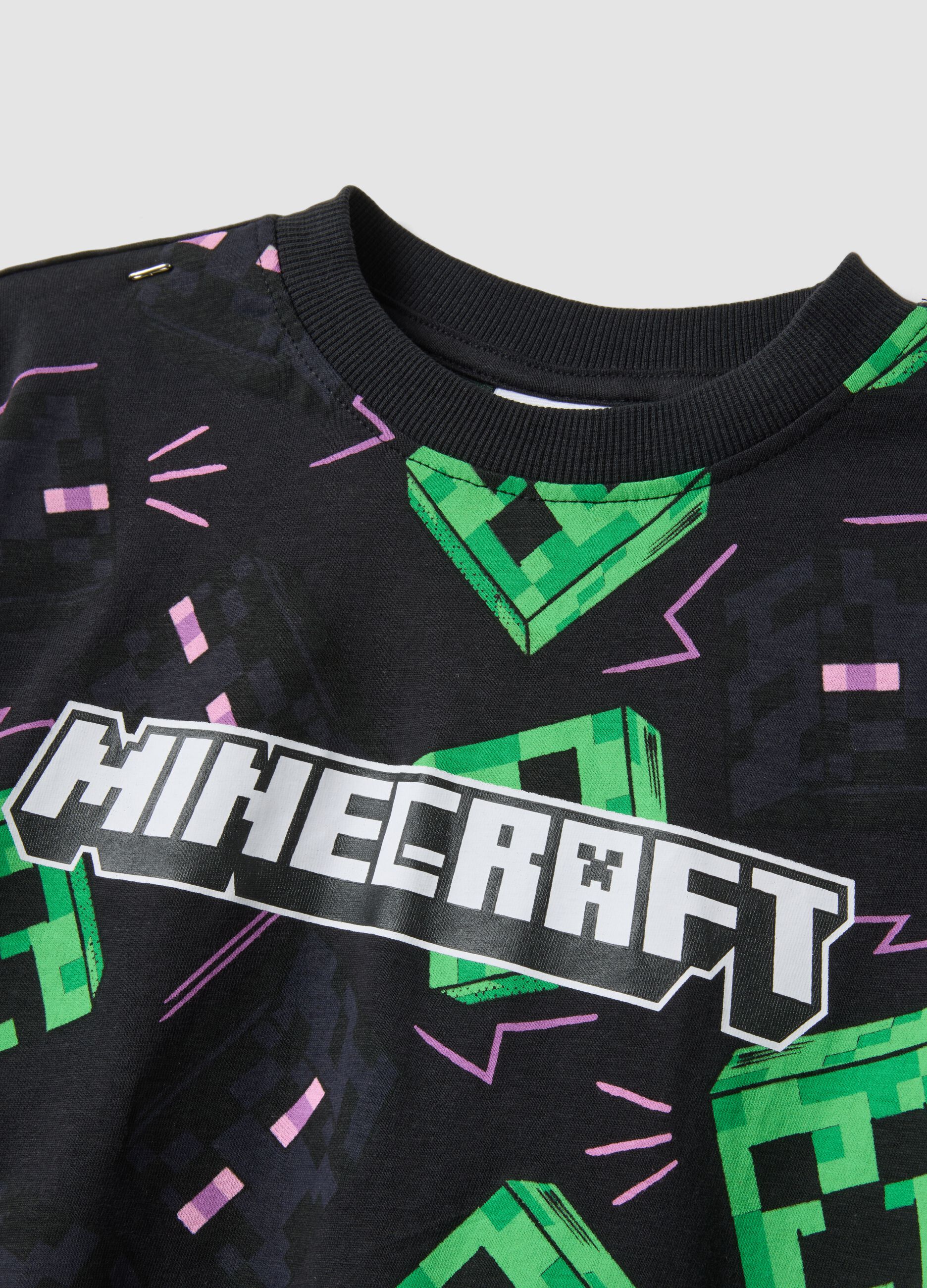 Kids&rsquo; pure cotton multicolour Minecraft print T-shirt