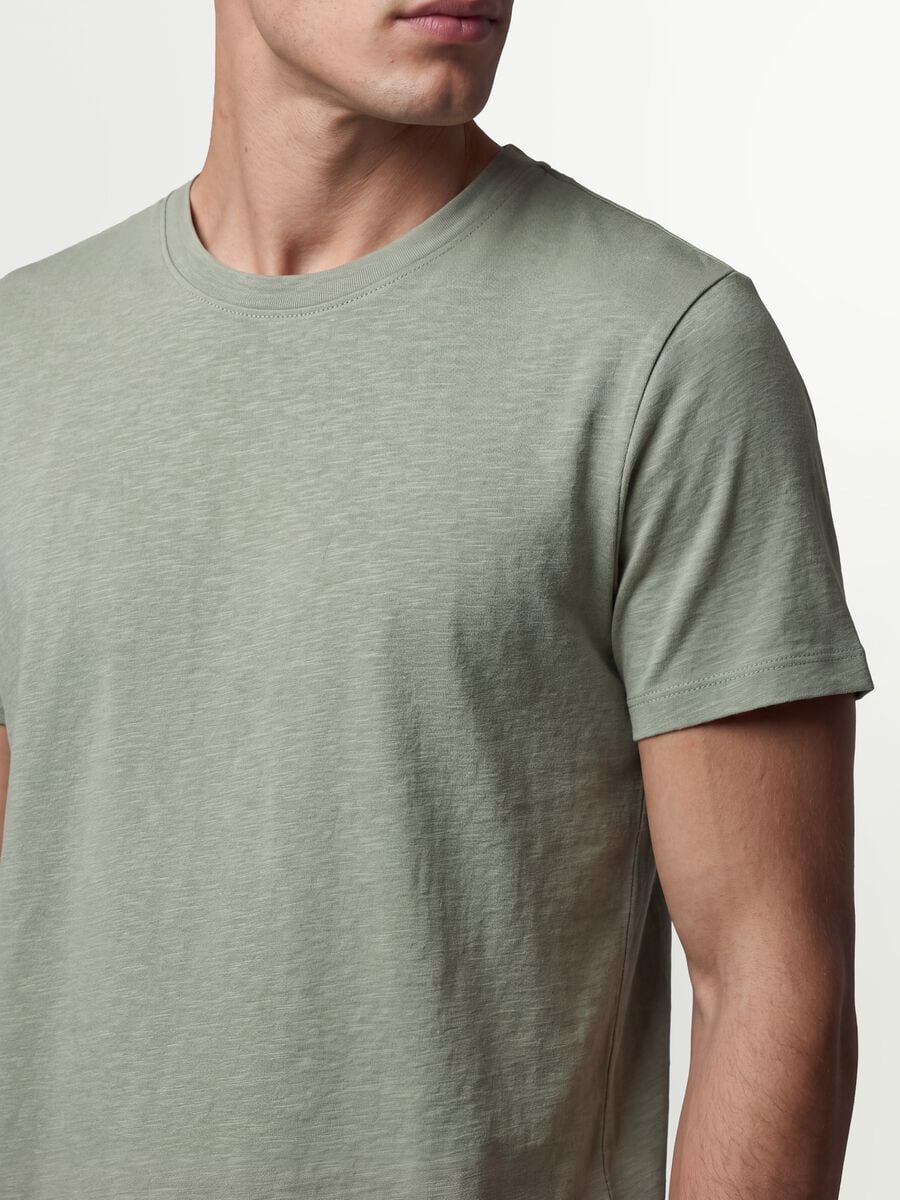 T-shirt grigia in puro cotone a maniche corte regular fit_2