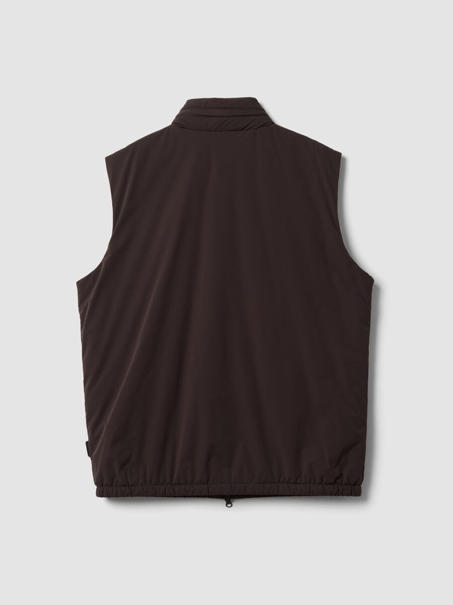 Brown stretch-fabric gilet with zip_1