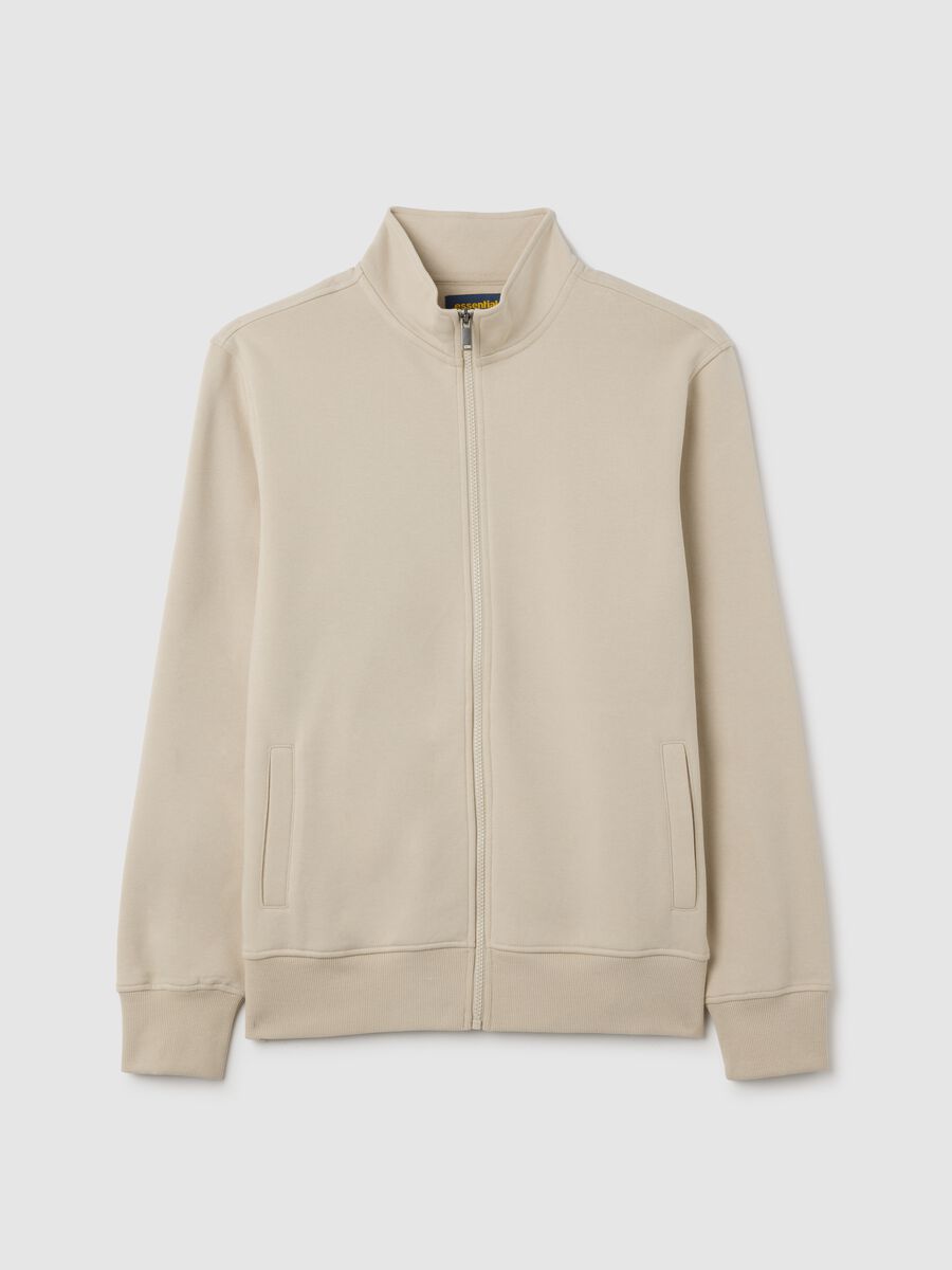 Felpa in misto cotone beige con zip_0