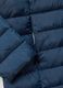 Long padded blue jacket with hood and zip_5