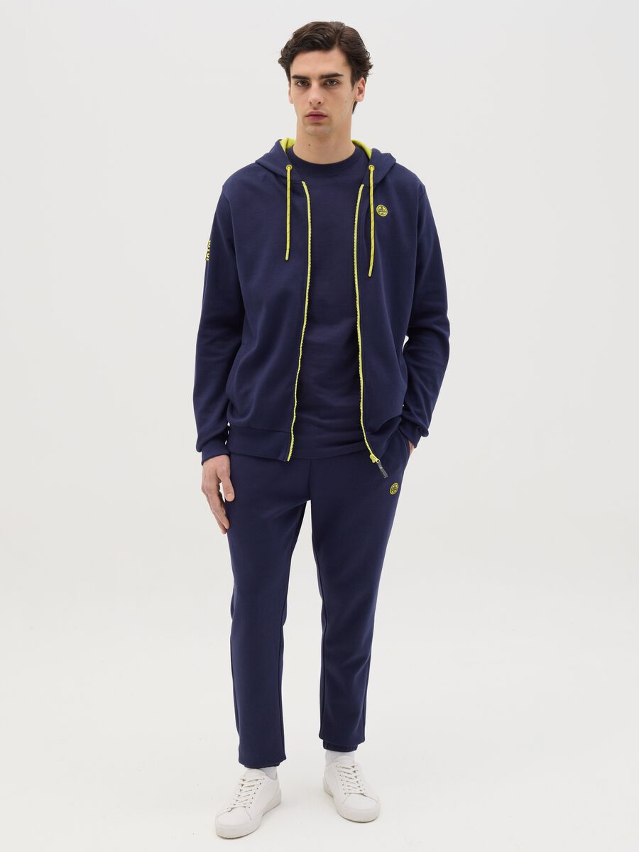 Blue joggers in fleece with logo_0