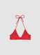 Red triangle bikini top in stretch fabric_0