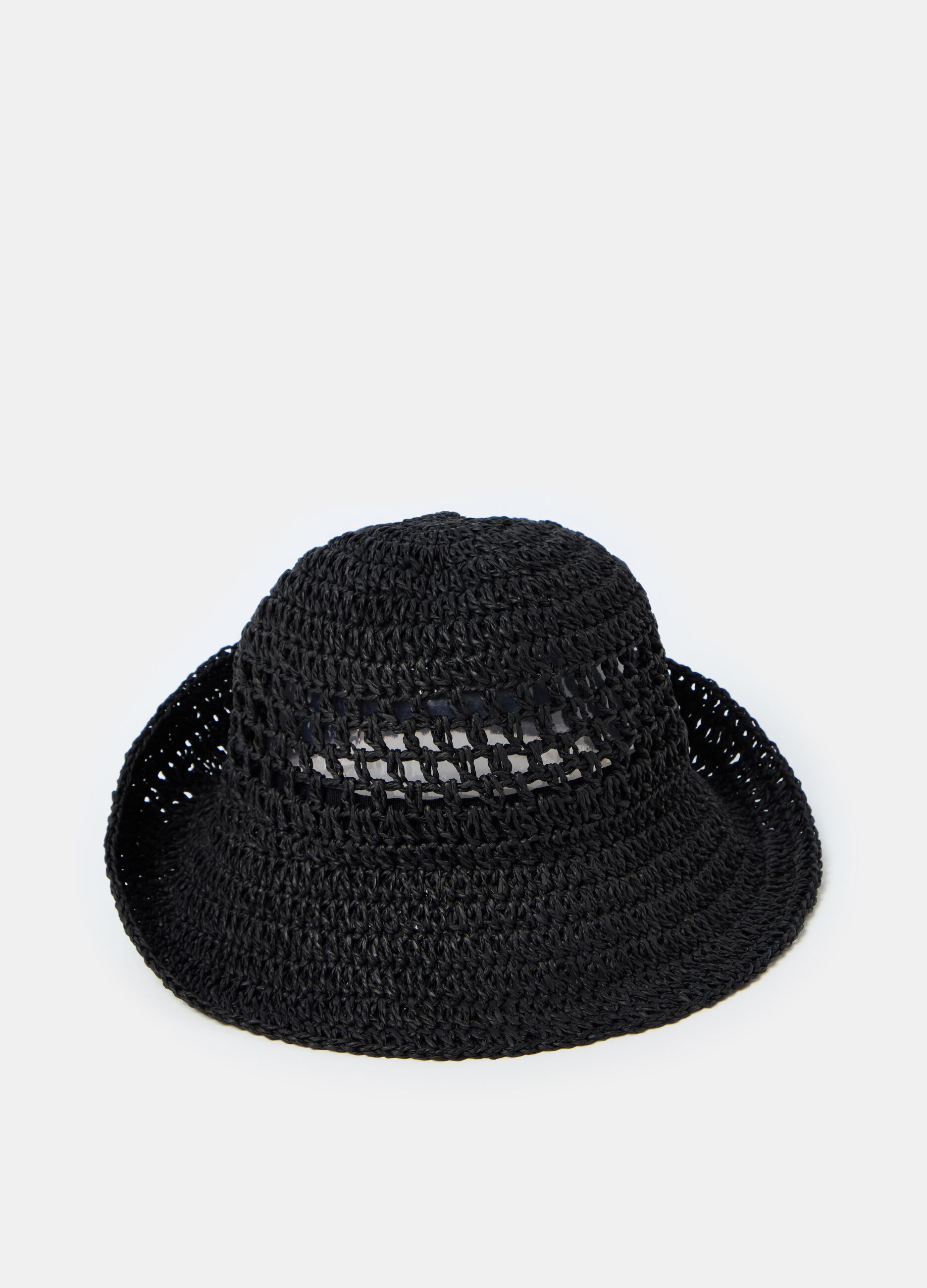 Openwork raffia hat