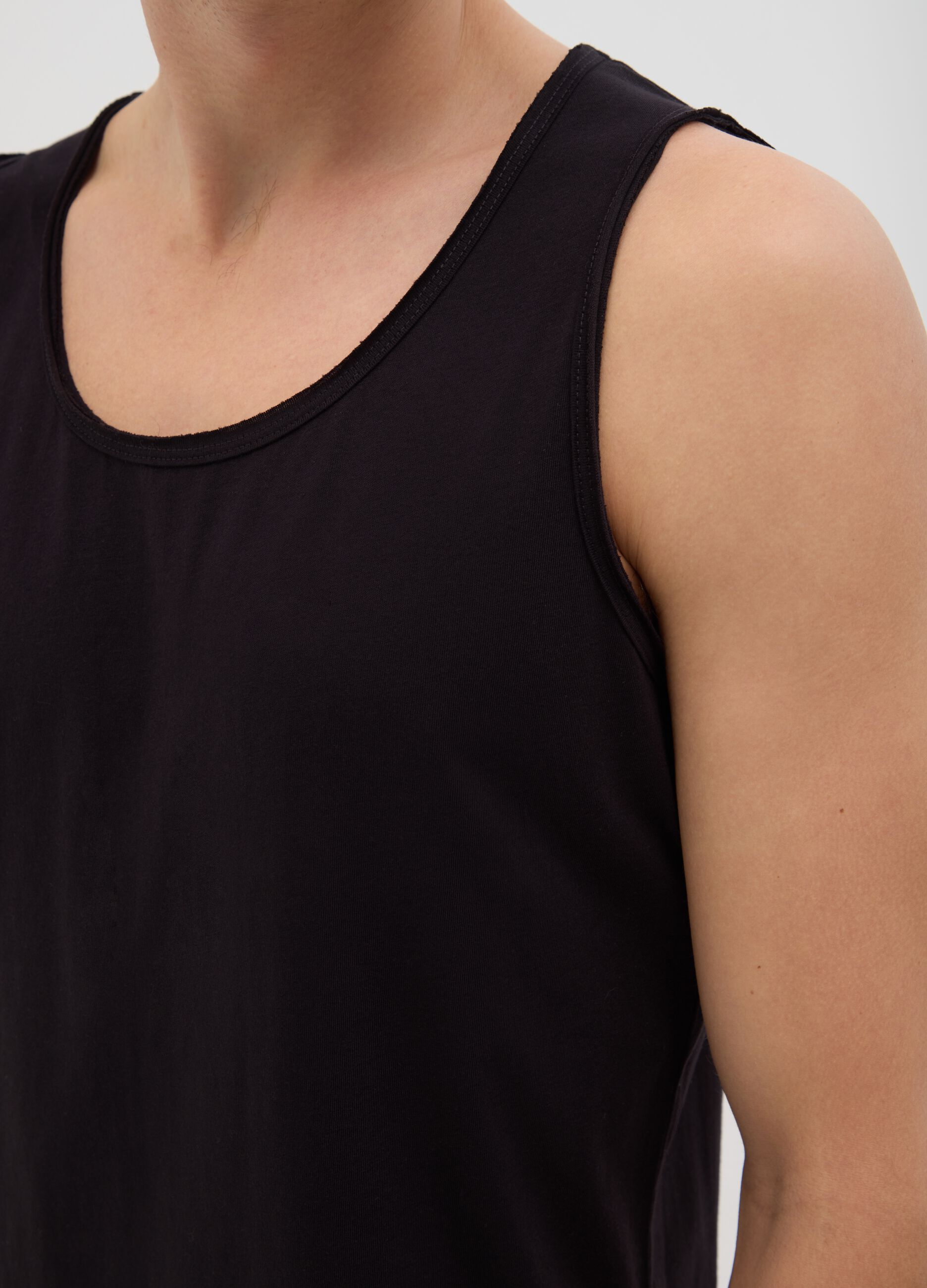 Canotta da uomo in puro cotone nero regular fit