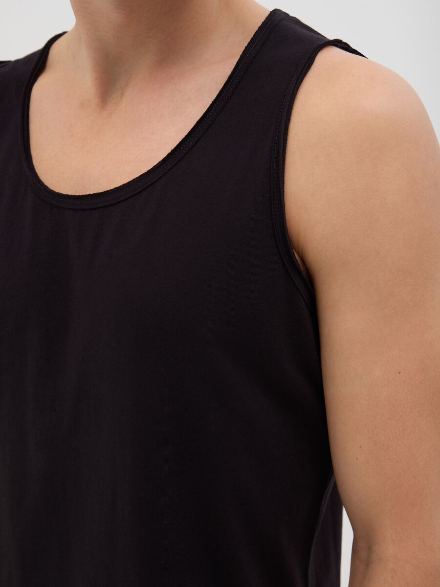 Men's pure cotton black regular fit vest_2