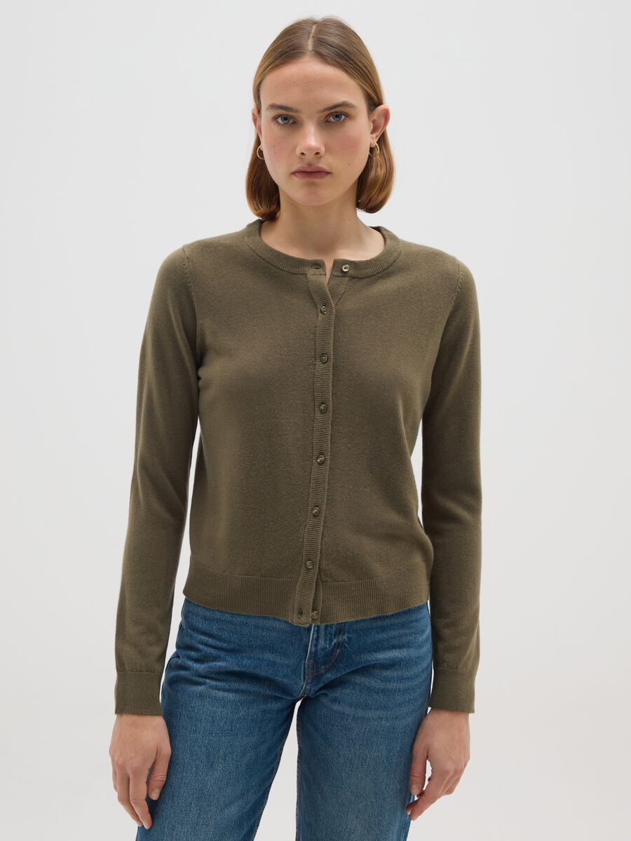 Green knitted jersey cardigan_0