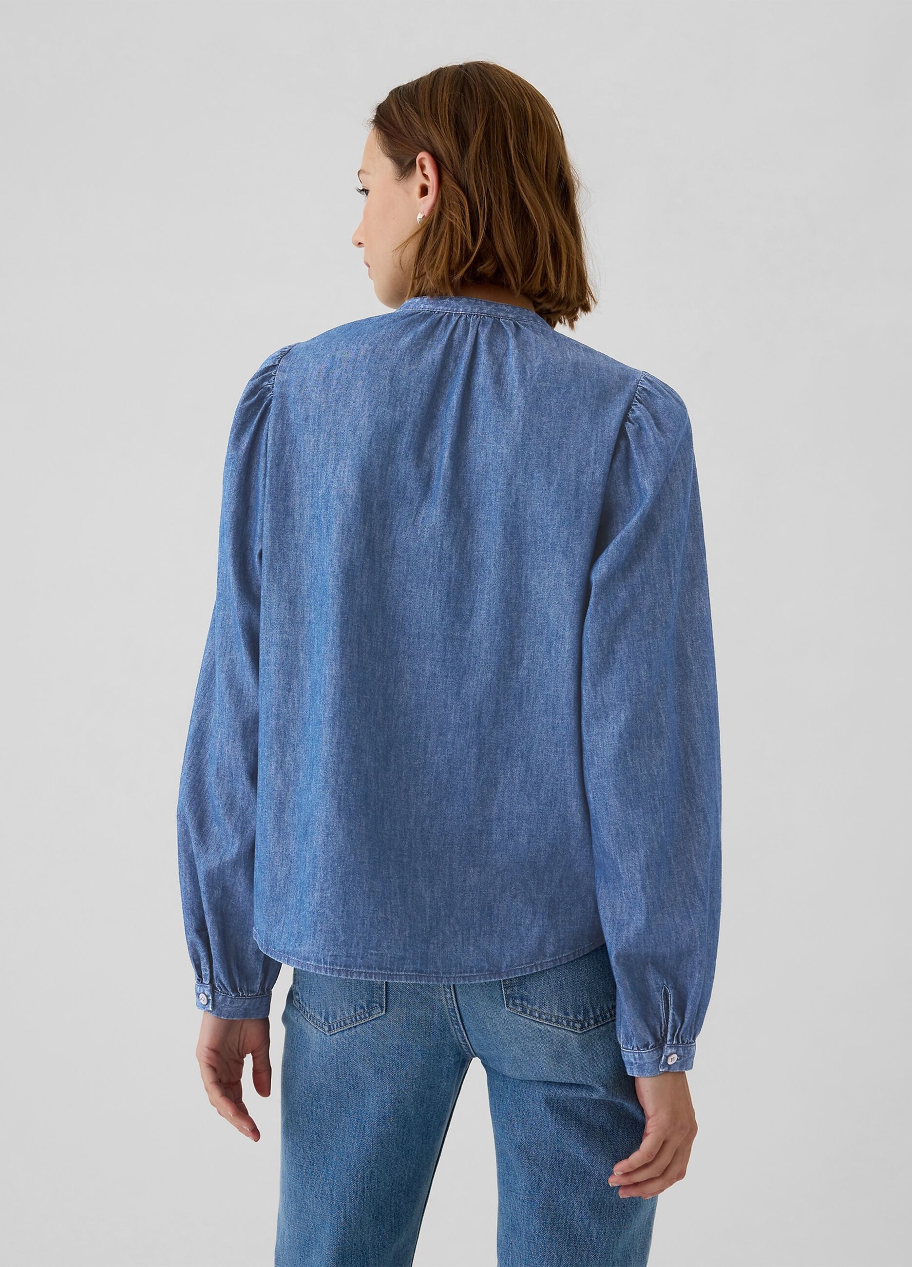 Blue Denim Shirt with Crafted Details