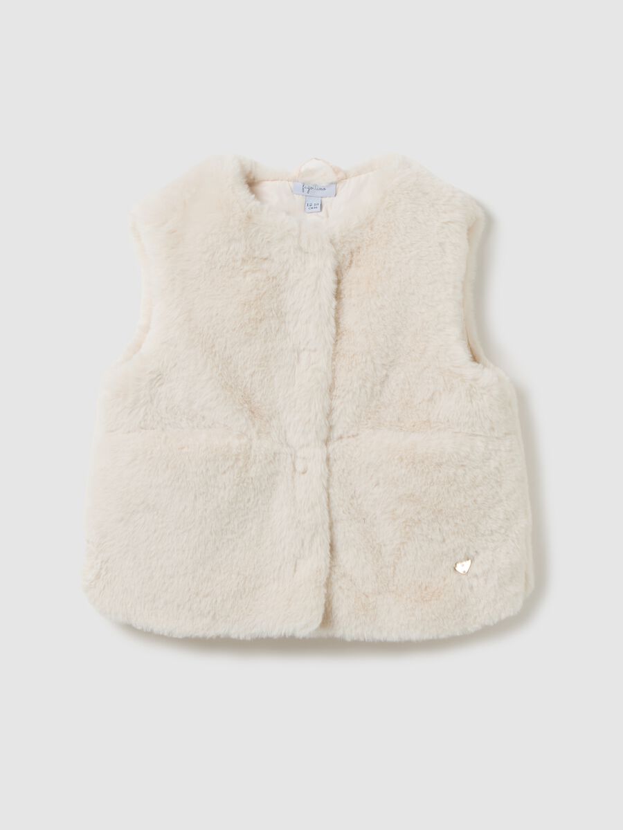 Baby Girl Beige Vest Regular Fit_0