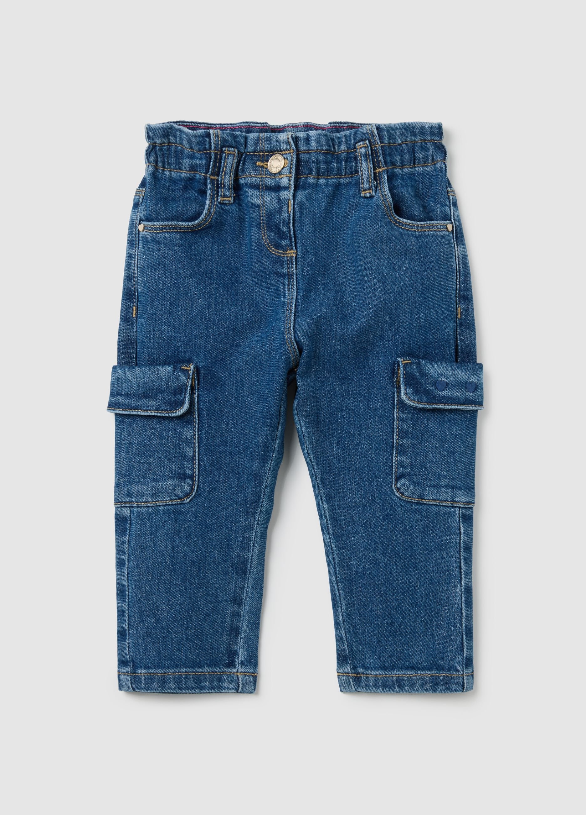 Girls' Cargo Denim Trousers - Regular Fit
