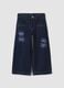 Jeans blu in puro cotone straight fit con ricami fiori per bambina_3