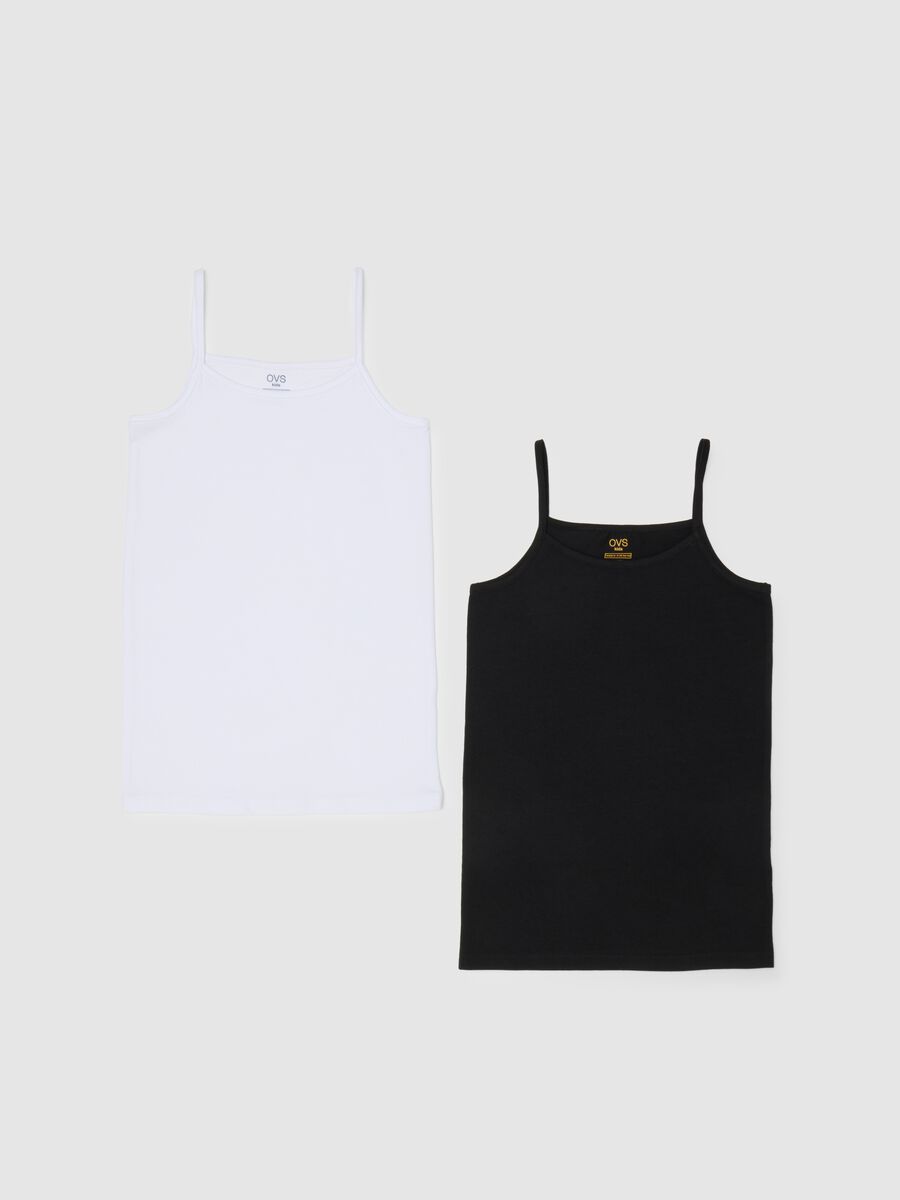Girl's multicolour stretch cotton vest twin pack_0
