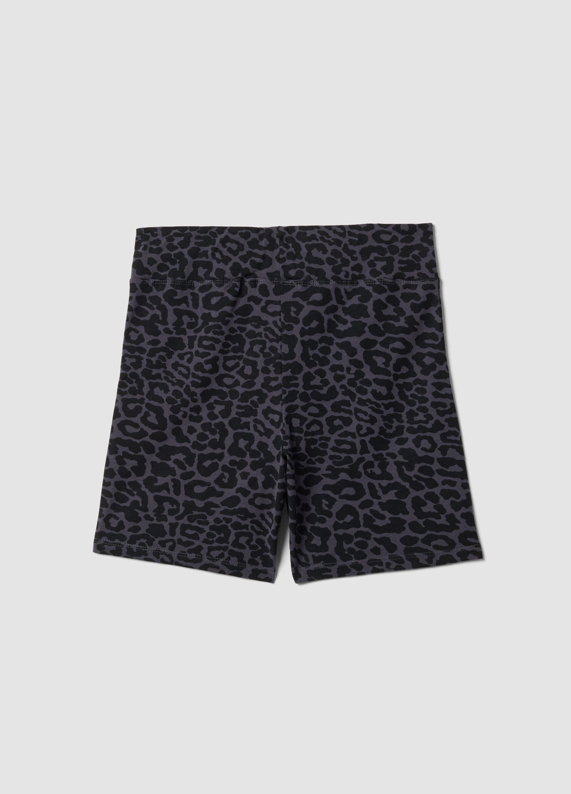 High-waisted black stretch cotton shorts