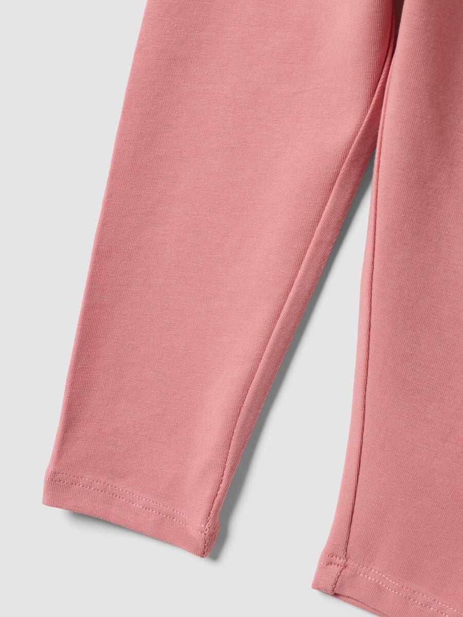 Leggings rosa in cotone organico elasticizzato slim fit per bimba_3