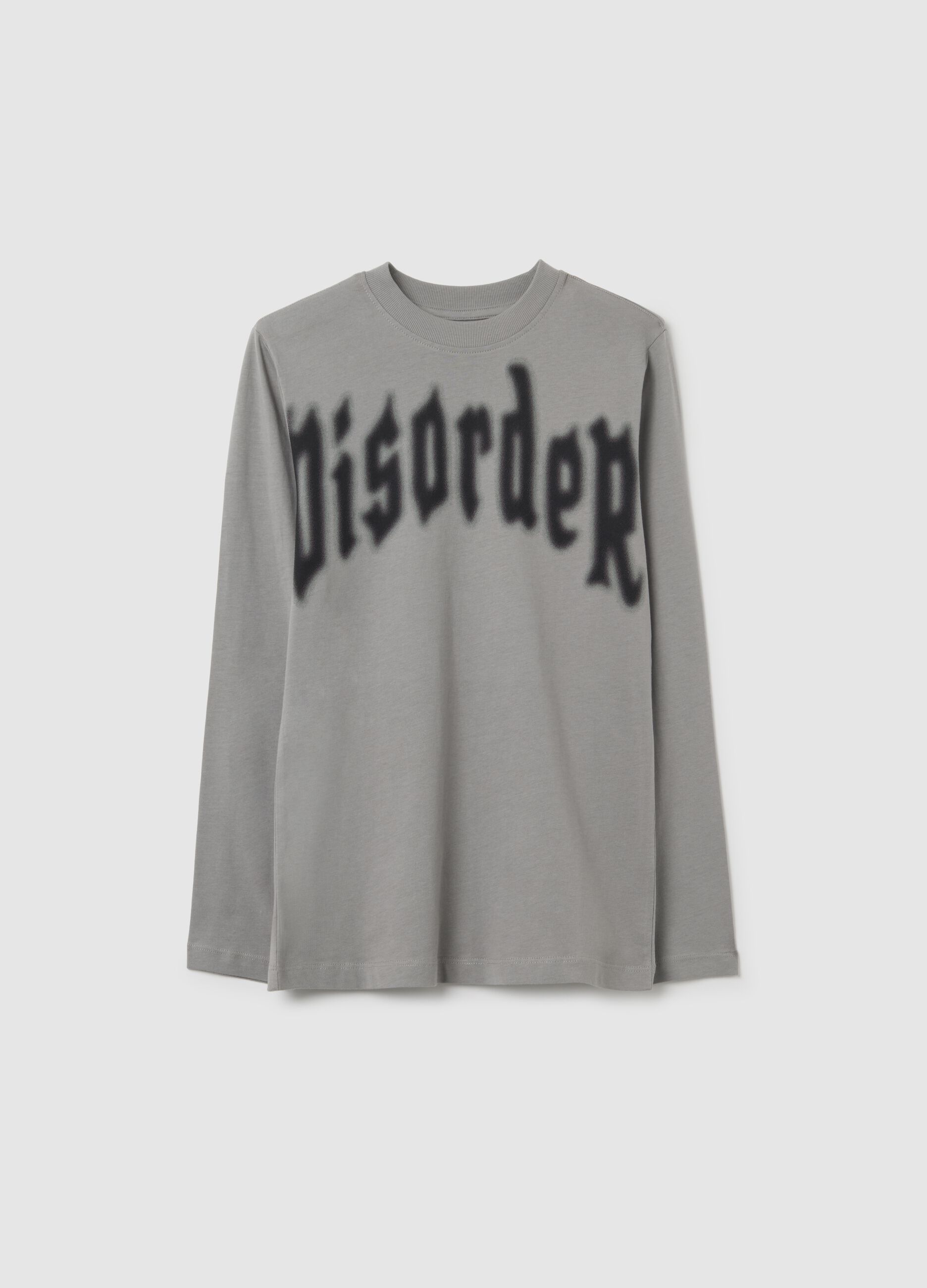 Boys' grey oversized pure cotton T-shirt