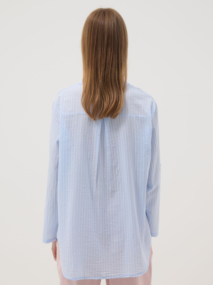 Blue striped pure cotton regular fit shirt_3