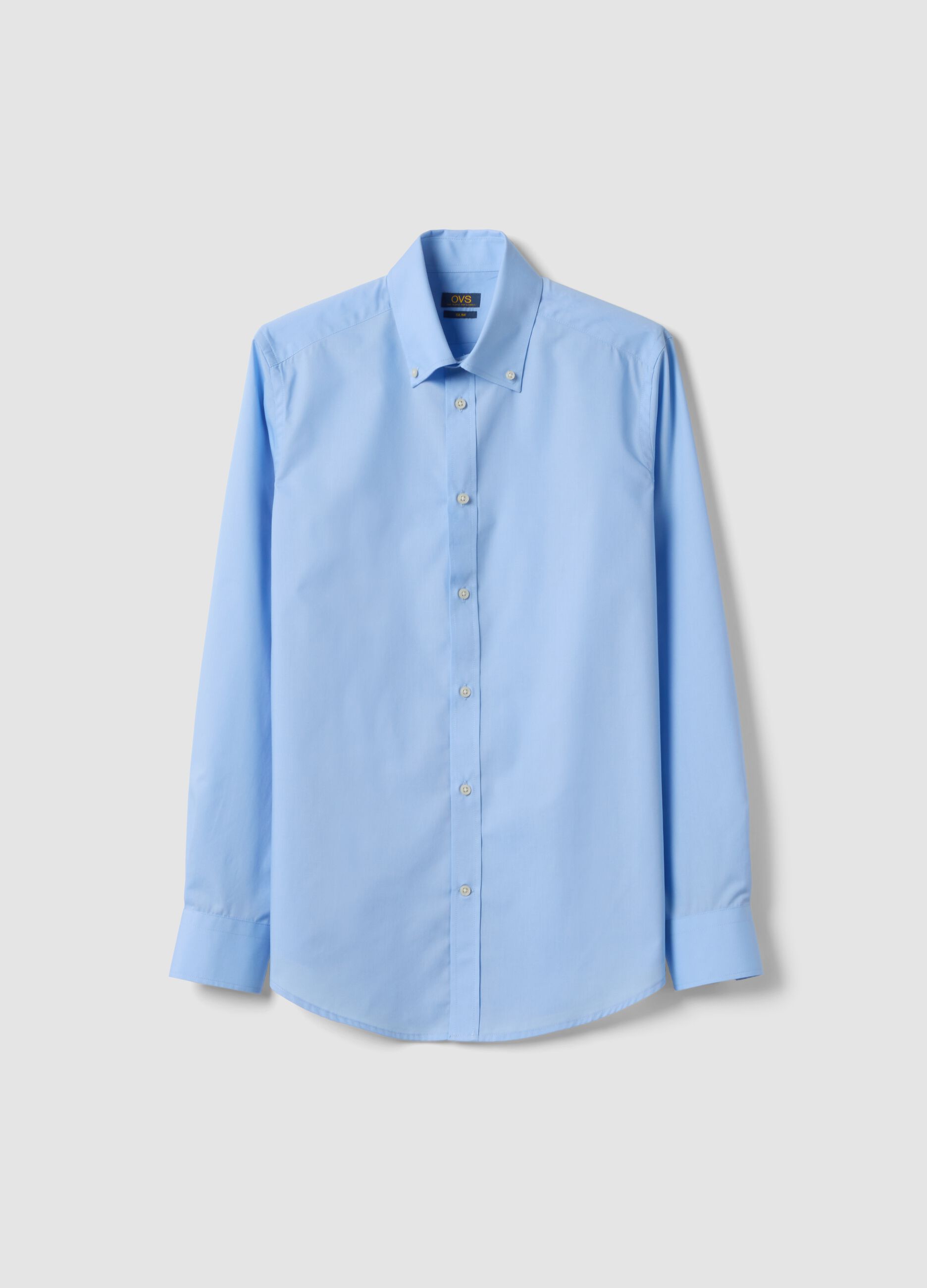 Light blue slim-fit long-sleeve button-down shirt