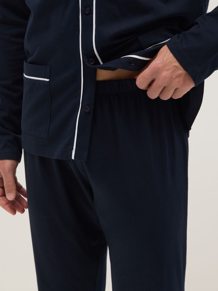 Pure cotton blue pyjamas, regular fit with contrast detailing_3