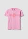 Pink pure cotton T-shirt regular fit with flower_0