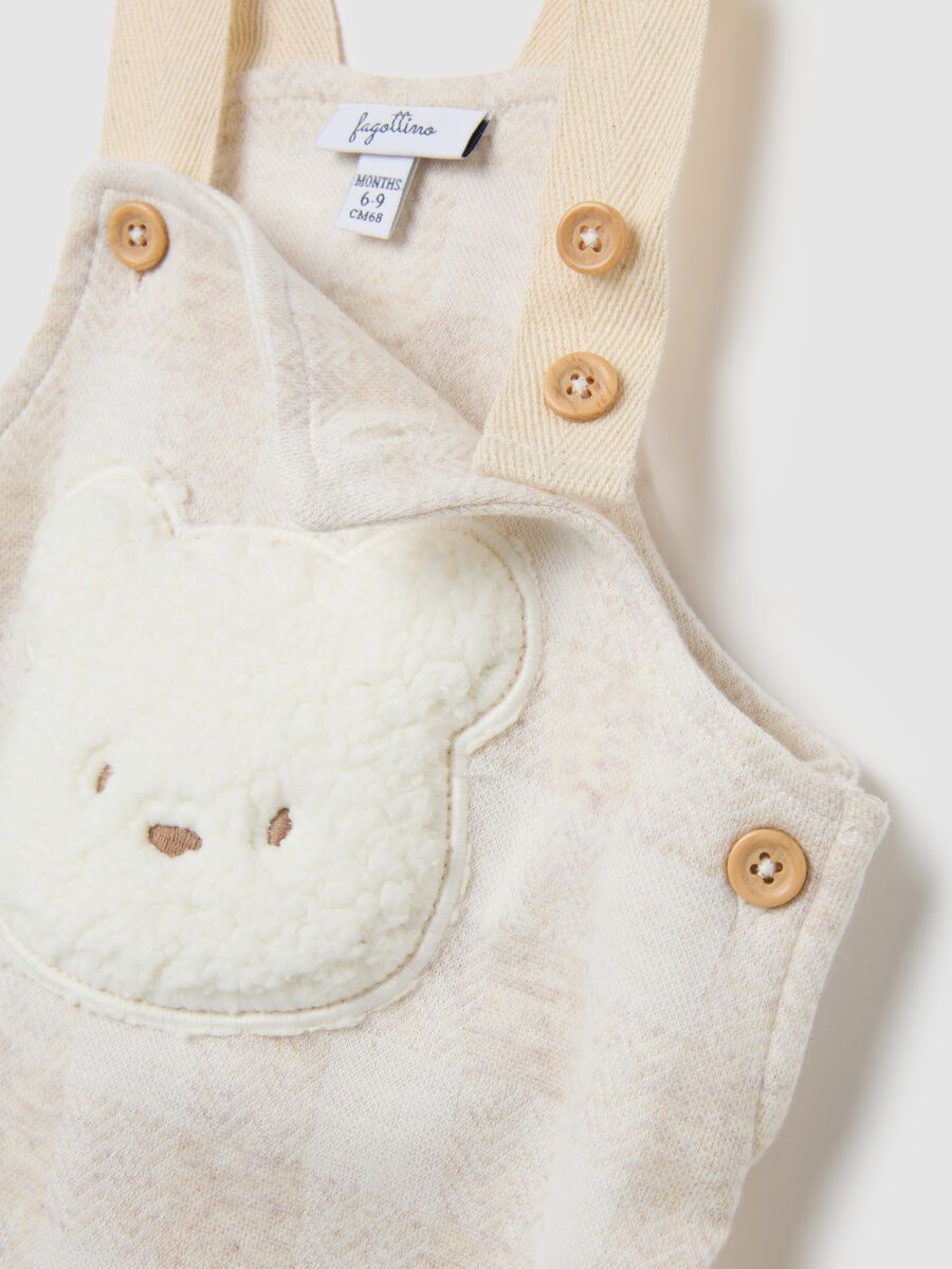 Multicoloured cotton baby dungarees with teddy bear_2