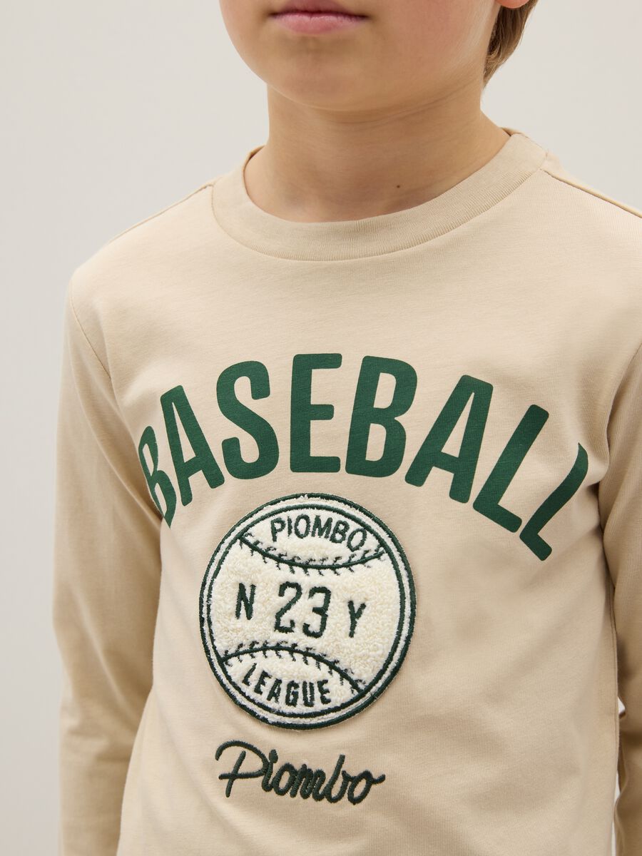 Children's beige pure cotton regular fit T-shirt_2