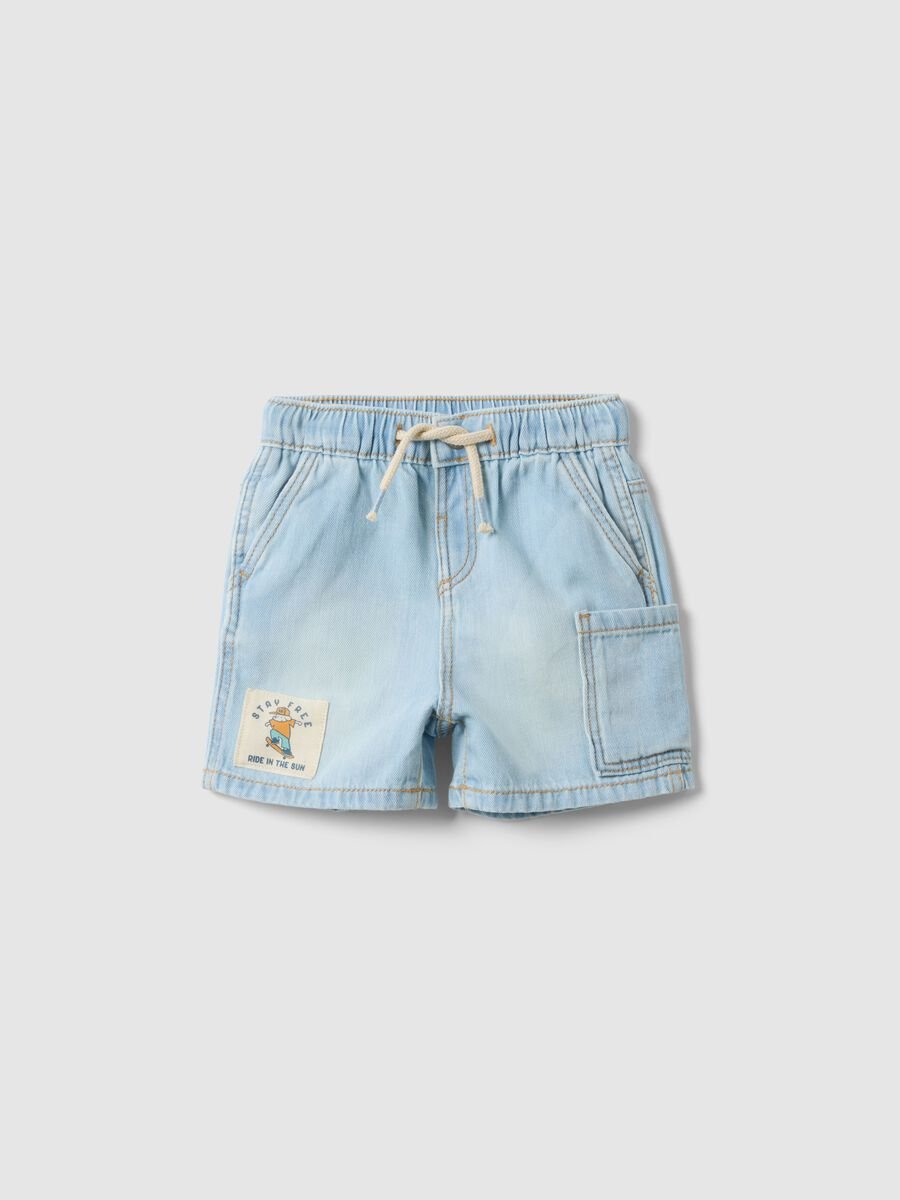 Shorts in puro cotone denim azzurri da bimbo regular fit_0