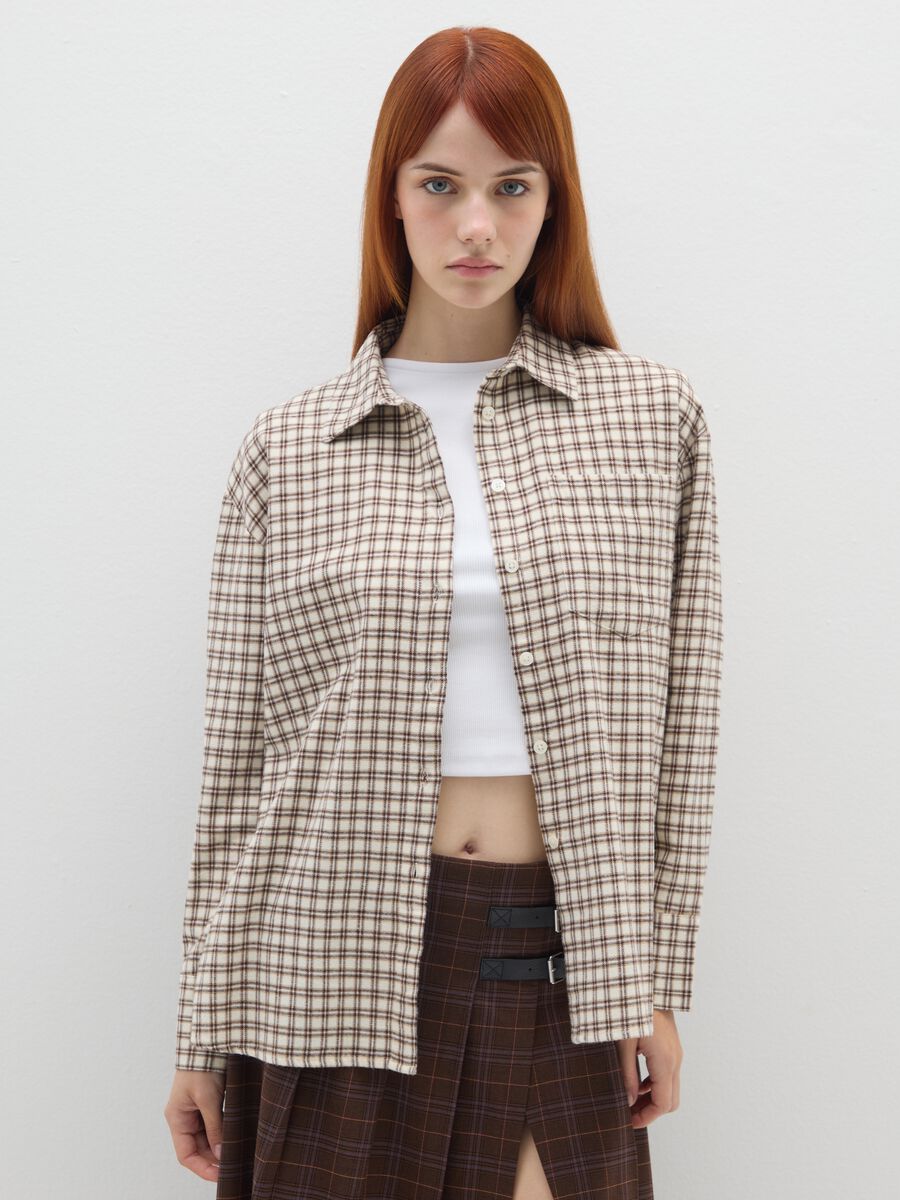 Multicoloured plaid cotton shirt in oversized fit_0