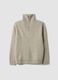 Beige regular-fit stretch wool half-zip jumper_0