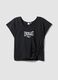 Black pure cotton regular fit T-shirt with knot detail_0