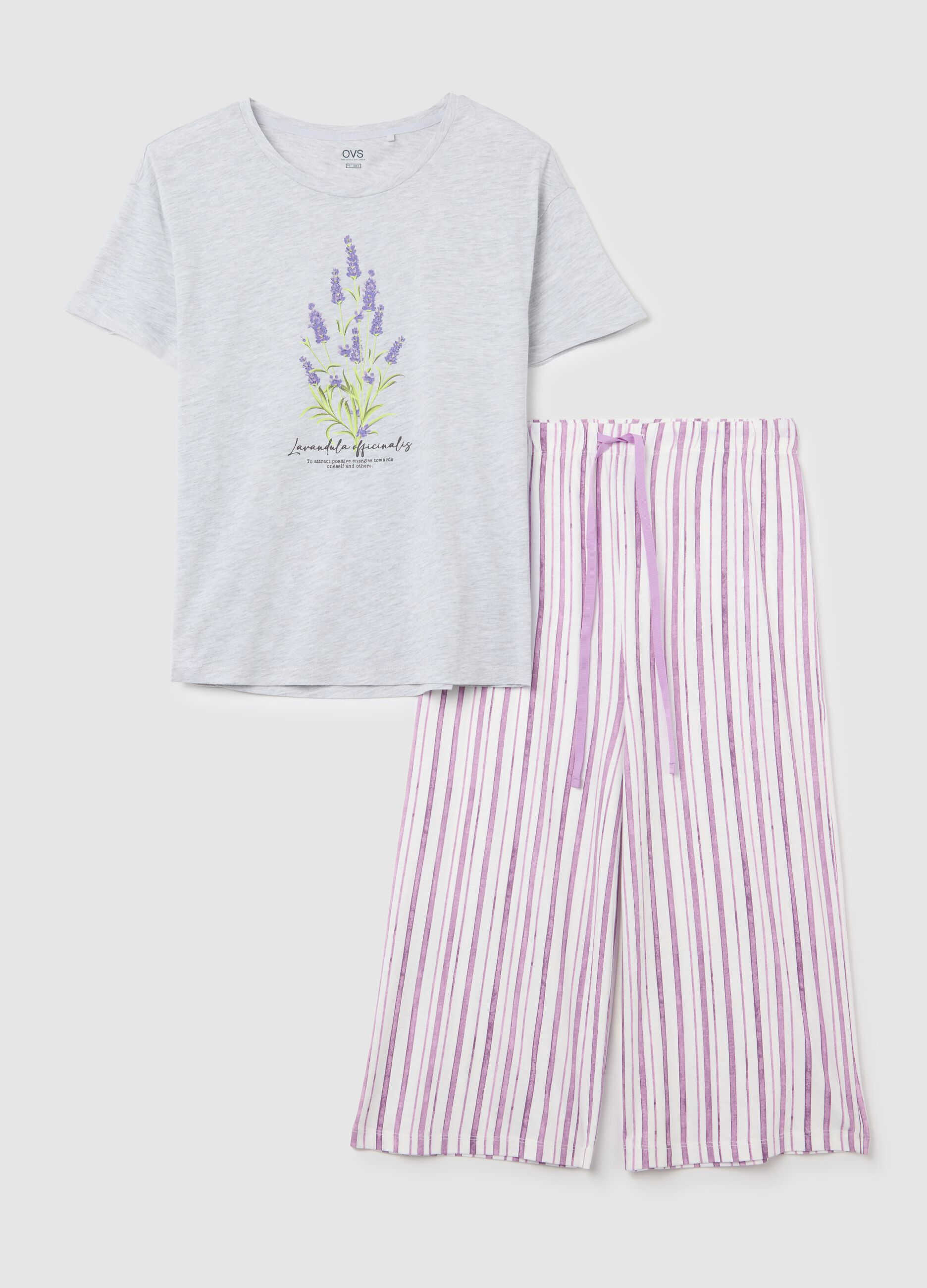 Short pyjamas with lavender print