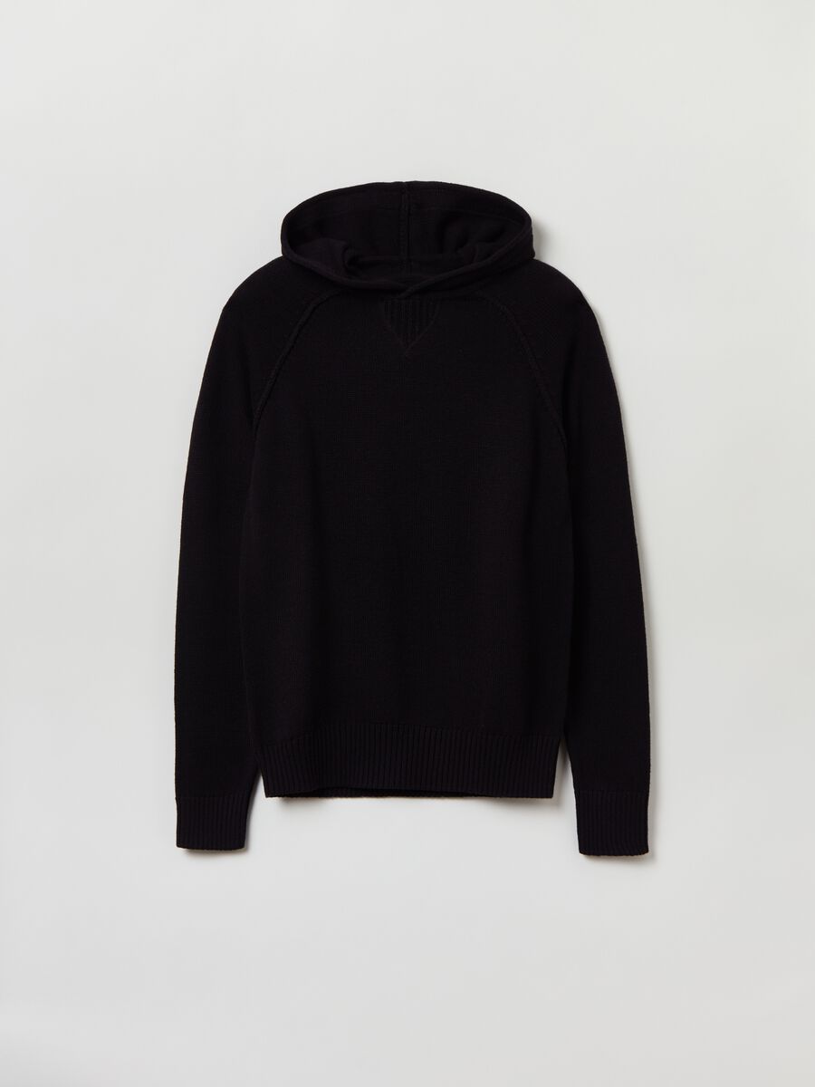 Felpa in maglia con cappuccio_0