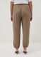 Brown viscose-linen blend jogger trousers, regular fit_2