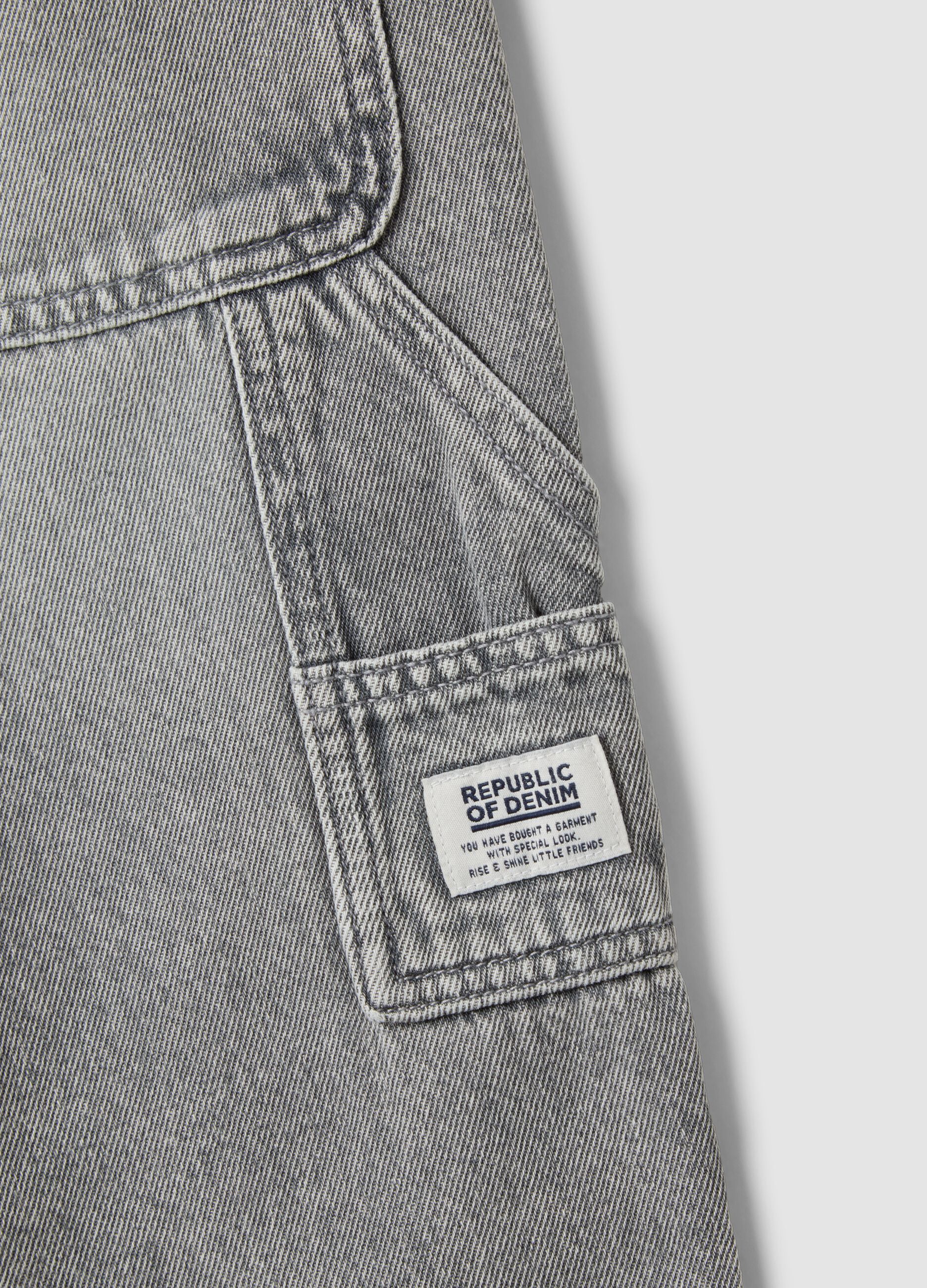 Grey cotton denim joggers with elasticated waist, relaxed fit