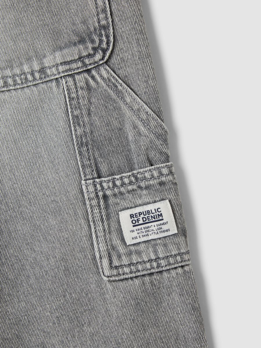 Grey cotton denim joggers with elasticated waist, relaxed fit_3