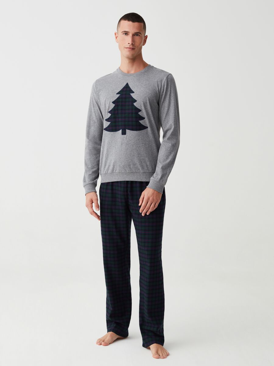 Pigiama lungo con patch tartan_0