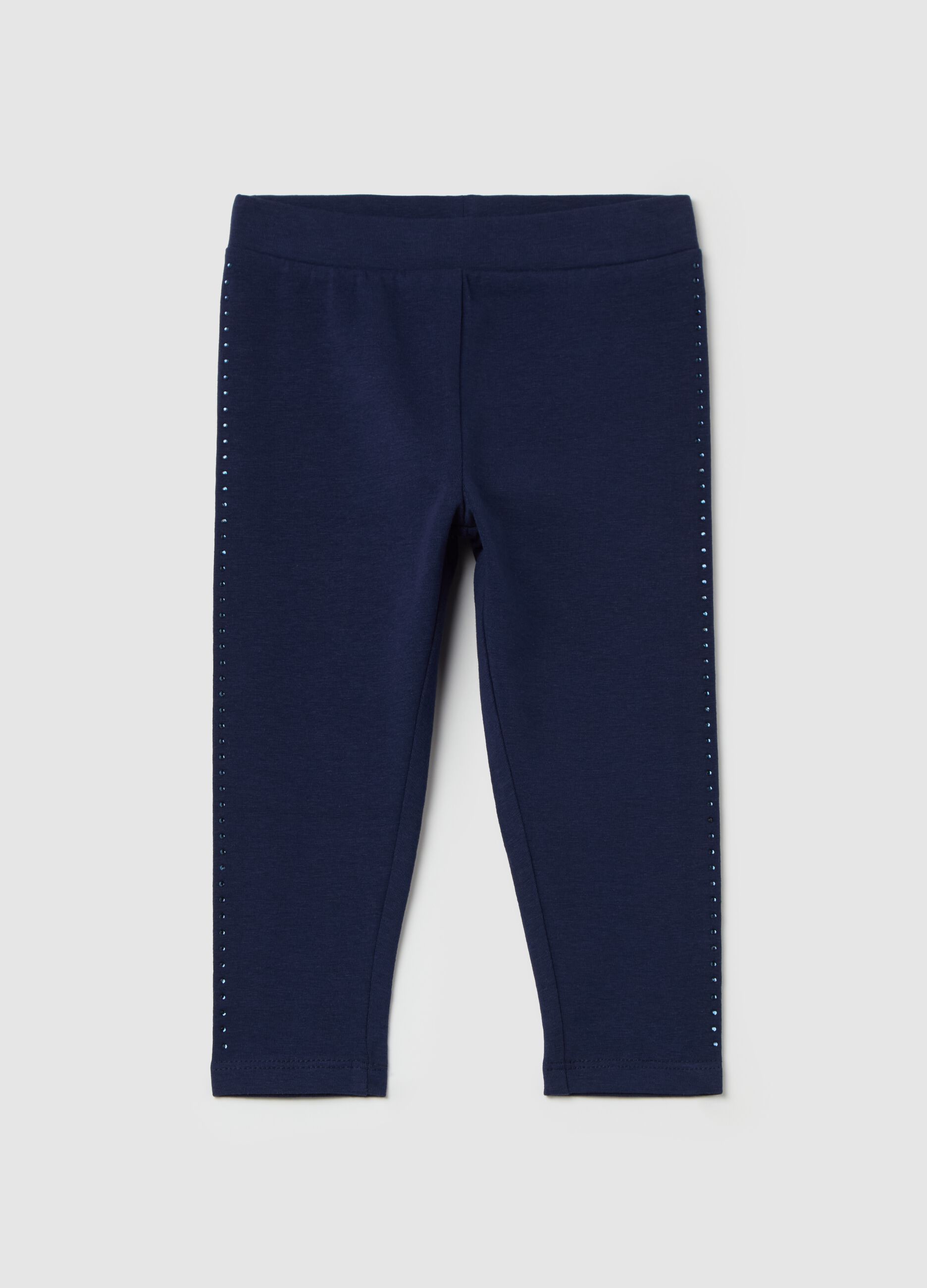Stretch cotton leggings with diamanté motif