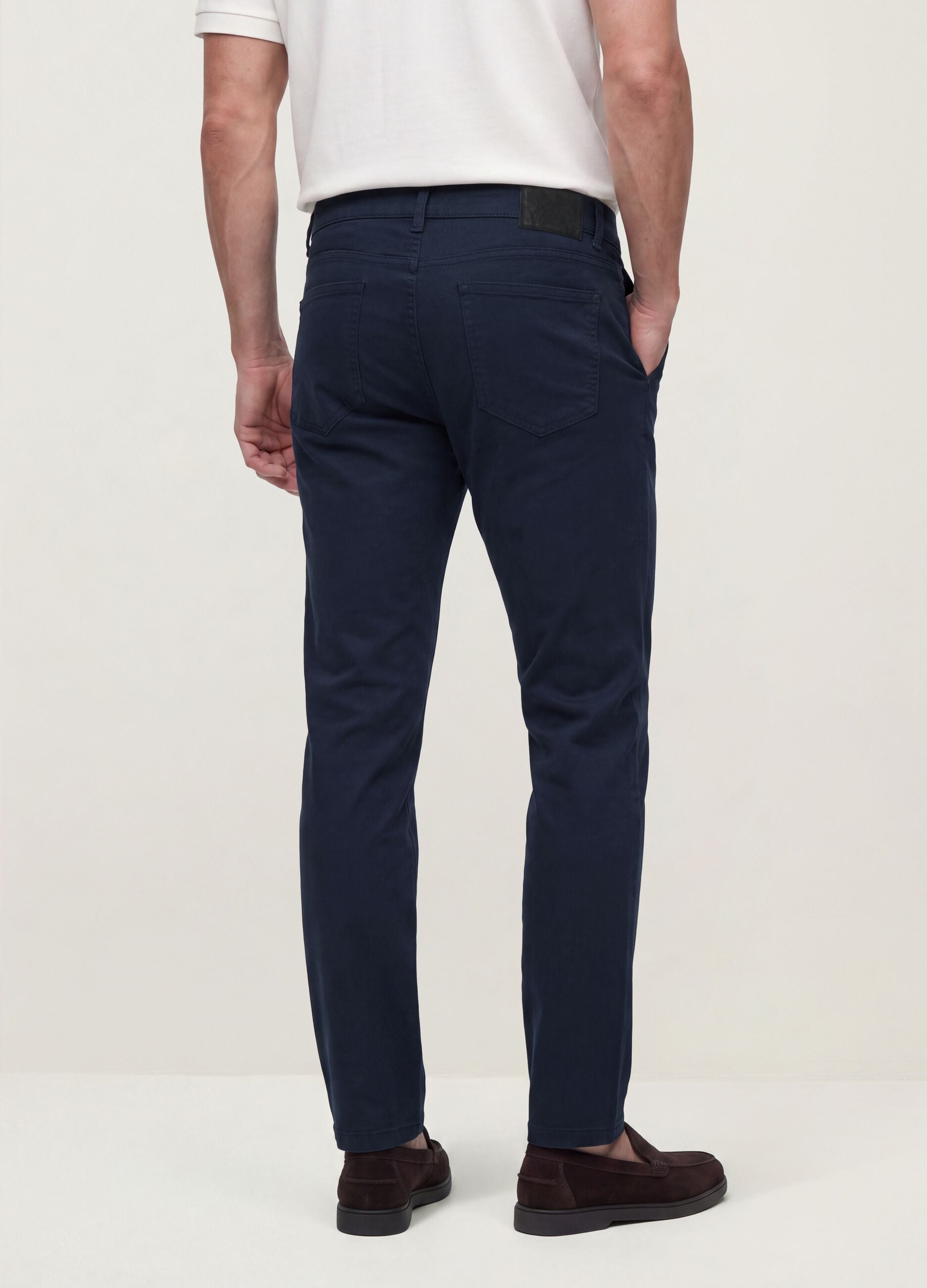 Blue slim-fit stretch cotton twill trousers