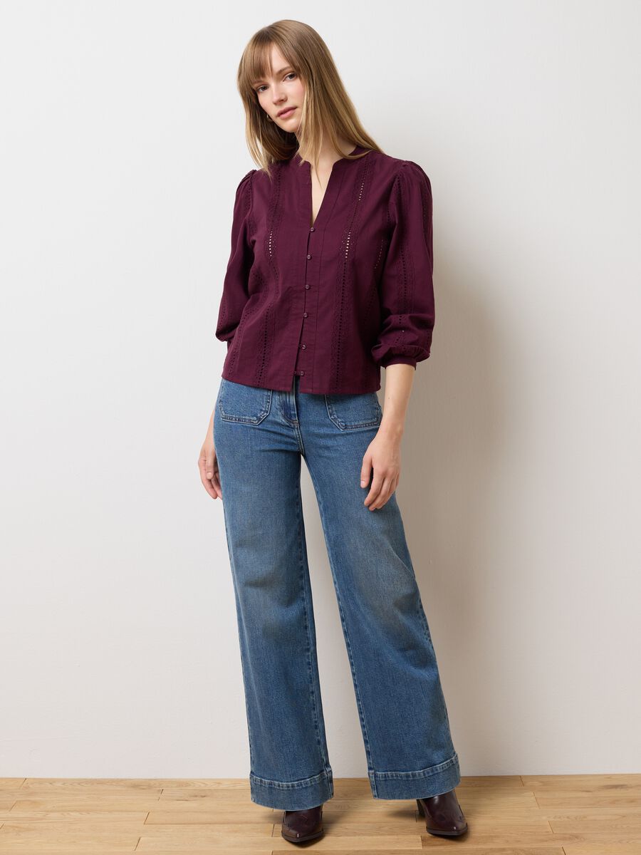 Camicia in puro cotone rosso regular fit_2