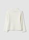 Maglia bianca in misto viscosa a coste con girocollo regular fit_1